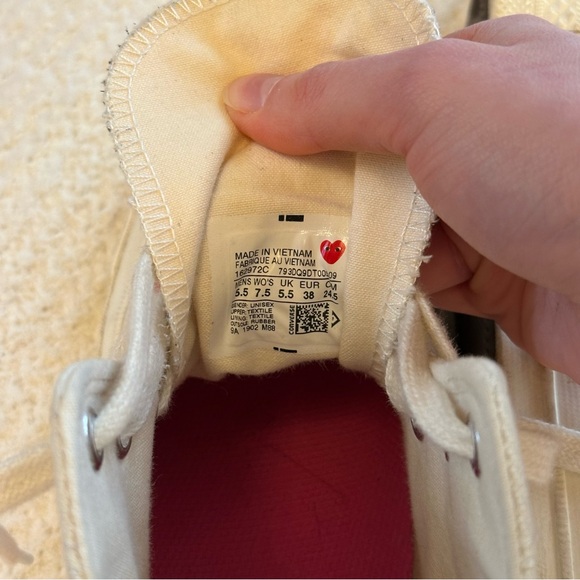 Converse x Comme des Garcons high tops sz 7.5 - Picture 7 of 8
